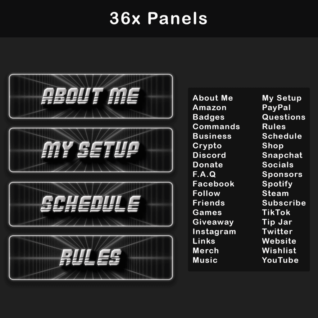 Animated Retro Twitch Overlay Pack | Black & White Stream Package