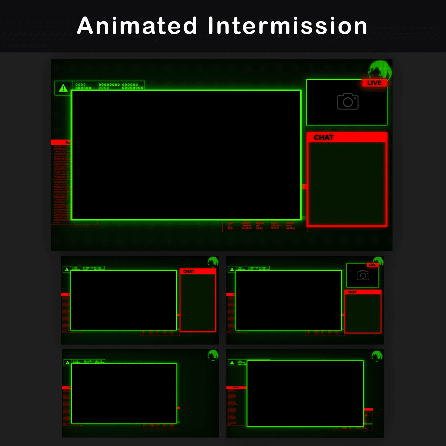 Animated 80s Retro screen for Twitch with various style layouts for gaming, chat, and camera in a 80s retro style.