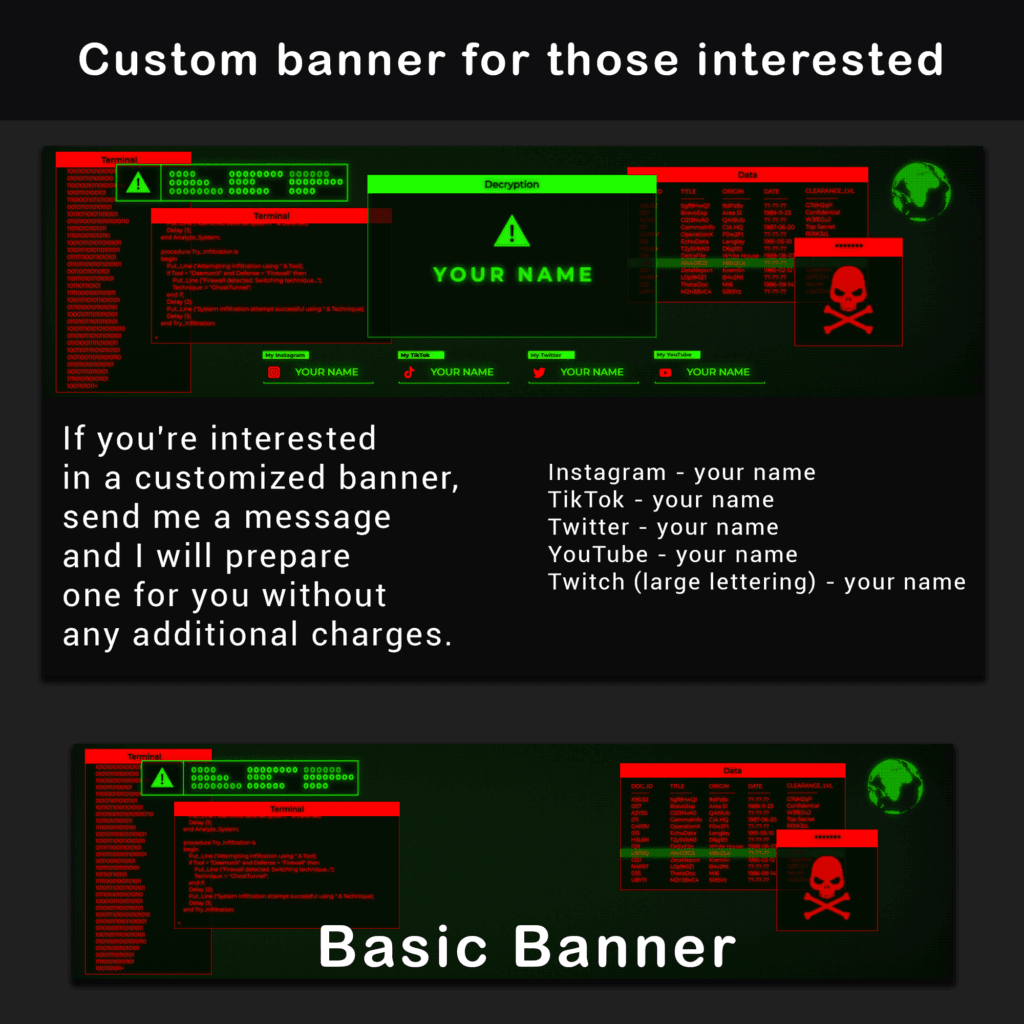 Stream Computer Frame Retro Animated Stream Overlay | Retro 80's Hacker Glitch Package