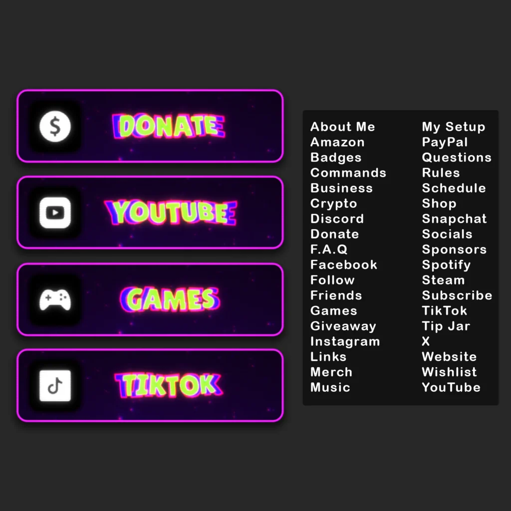 Twitch Overlay Package Animated Neon RGB OBS Overlays, Retro CRT Colorful Stream Pack