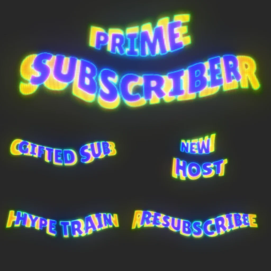 Twitch Overlay Package Animated Neon RGB OBS Overlays, Retro CRT Colorful Stream Pack