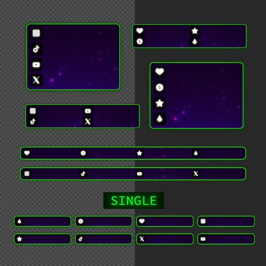Twitch Overlay Package Animated Neon RGB OBS Overlays Retro Colorful Stream Pack 9 VelesDC - Stream Overlays