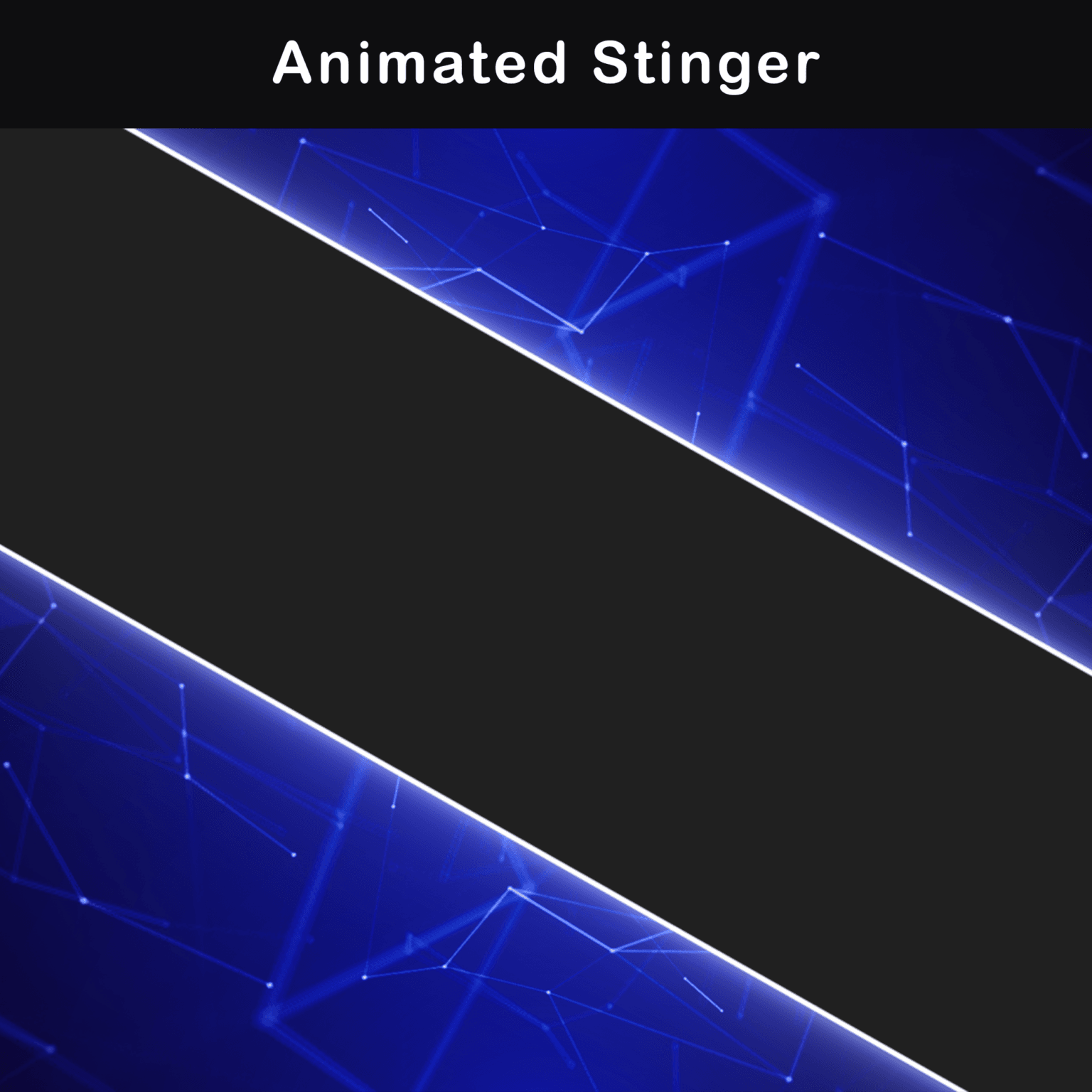 Blue-themed animated stinger transition with futuristic light effects and dynamic diagonal bars.