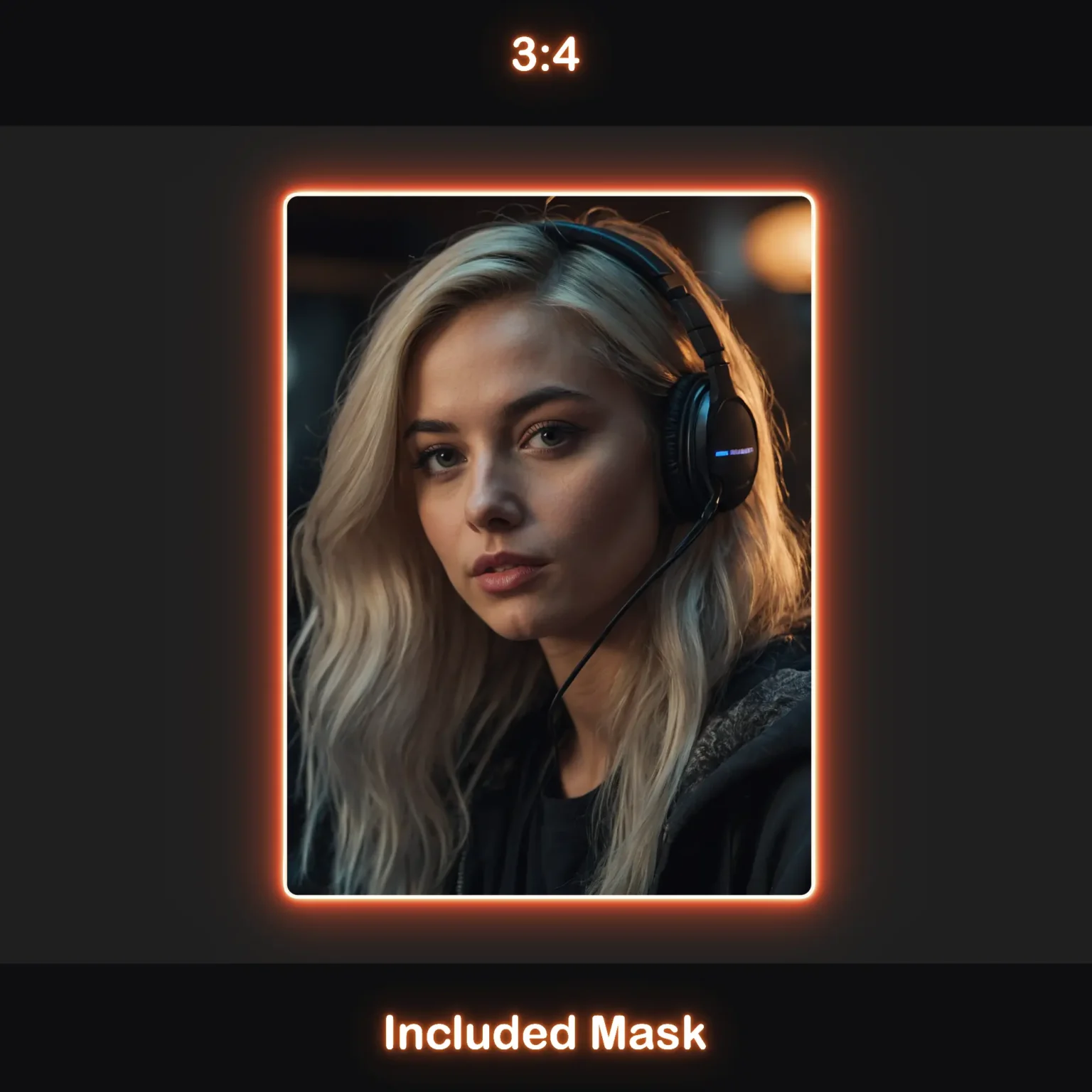 Animated Neon Orange Glow Webcam Frames 4 Animated orange webcam overlay in 3:4 aspect ratio with rounded corners, an orange glow, and an included mask