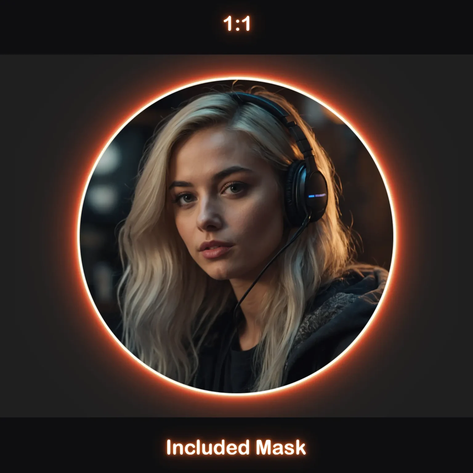 Animated Neon Orange Glow Webcam Frames 6 Animated orange webcam overlay in 1:1 circular aspect ratio with rounded corners, an orange glow, and an included mask