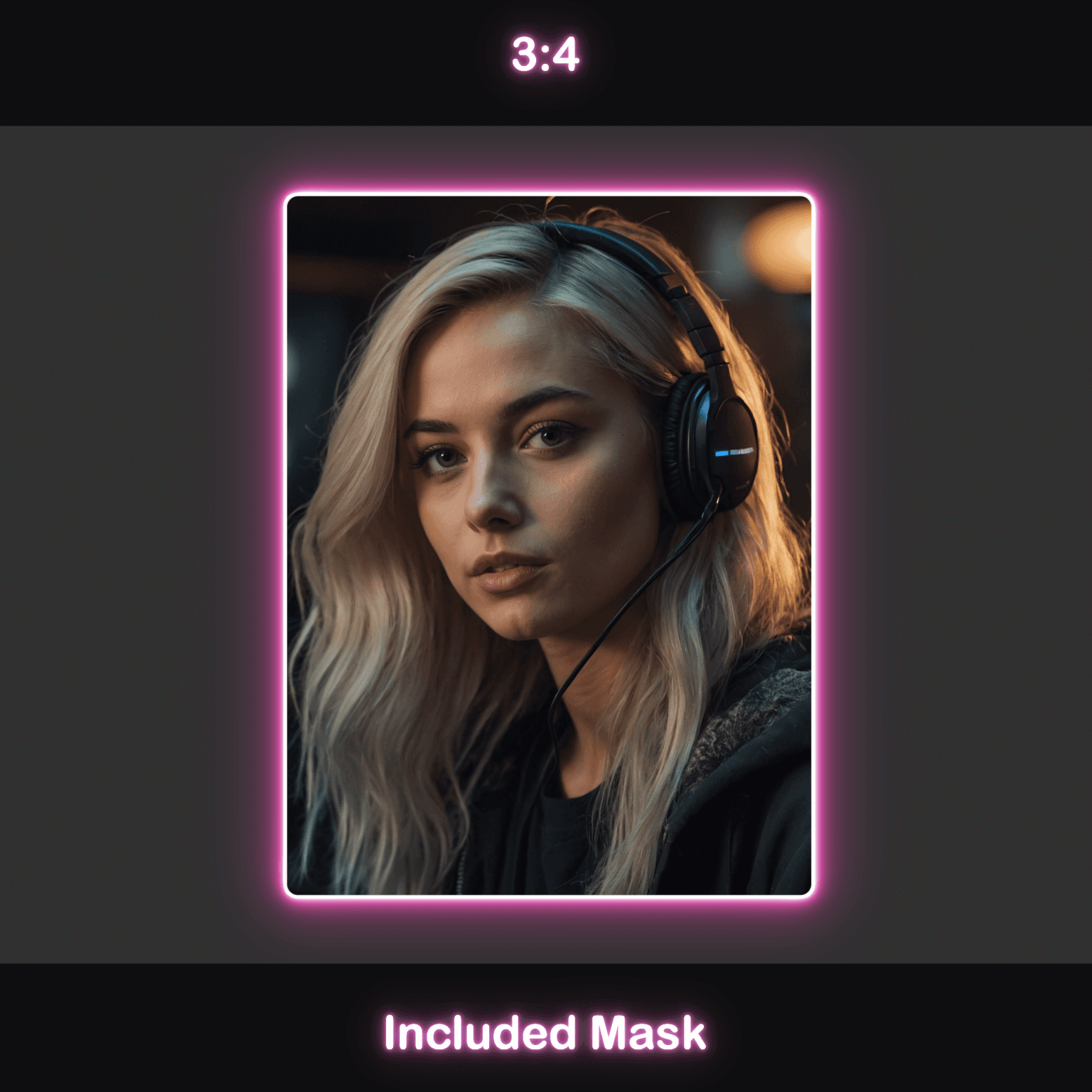 Animated Neon Pink Glow Webcam Frames 4 Neon Pink Webcam Overlay: A 3:4 ratio webcam frame with a neon pink glow, included mask.