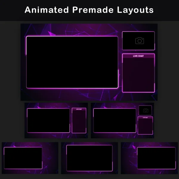 Side Stream Purple Color Stream Overlay Package – Animated Pink-and-Purple Neon