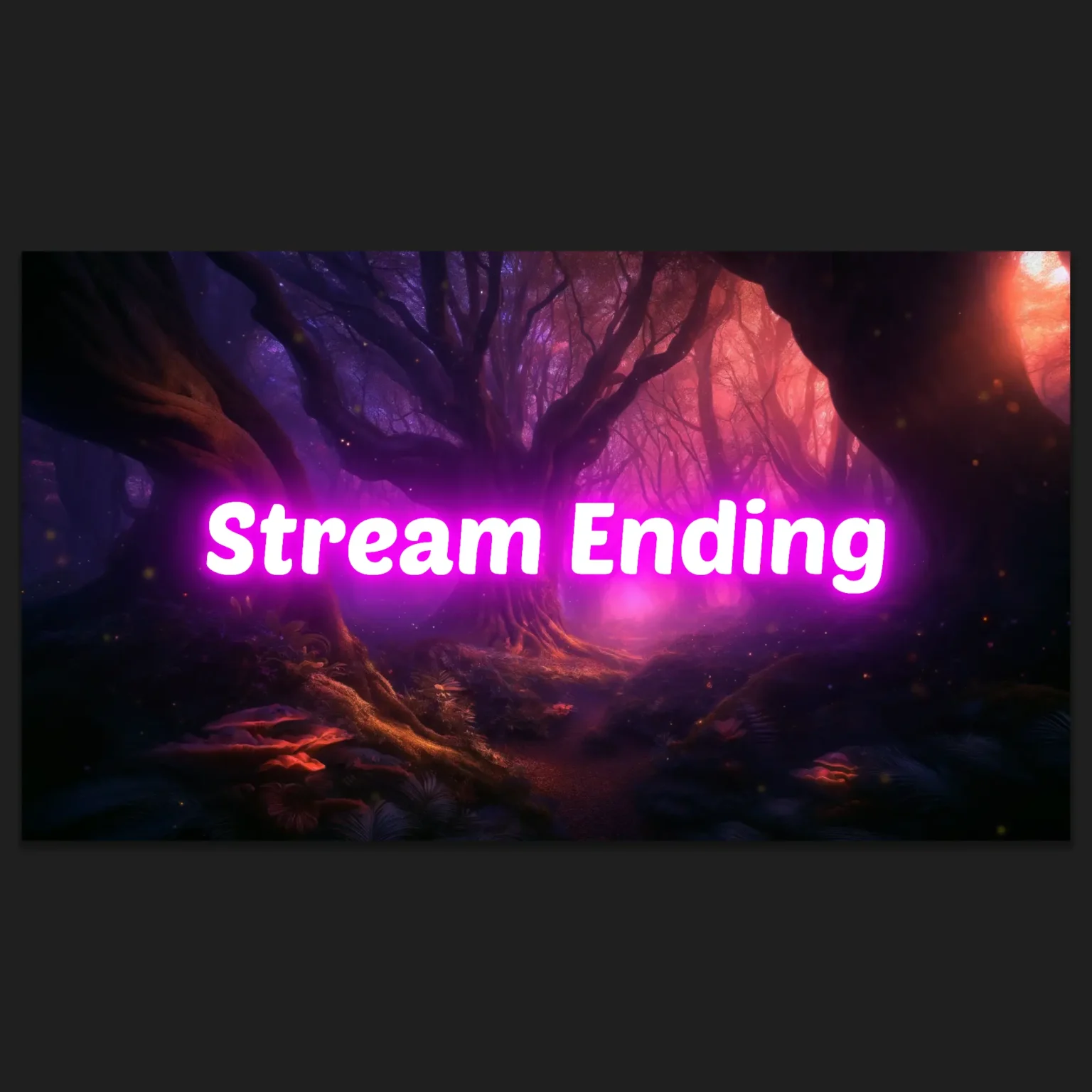 Stream Starting Soon Animated Screens Pack - Enchanted Forest 4 Animated Stream Screens Magic Forest - Stream Ending (Pink Neon Style)