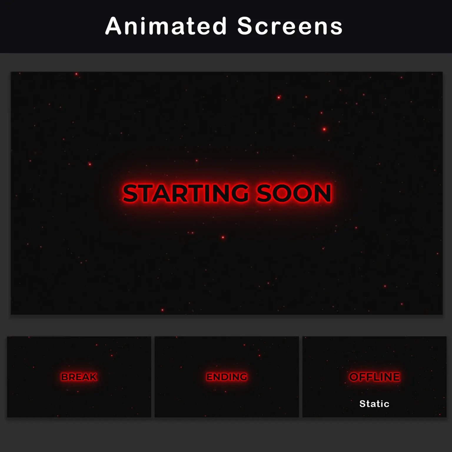 Stream Overlay Pack - Animated Minimalist Red Neon - Image 2