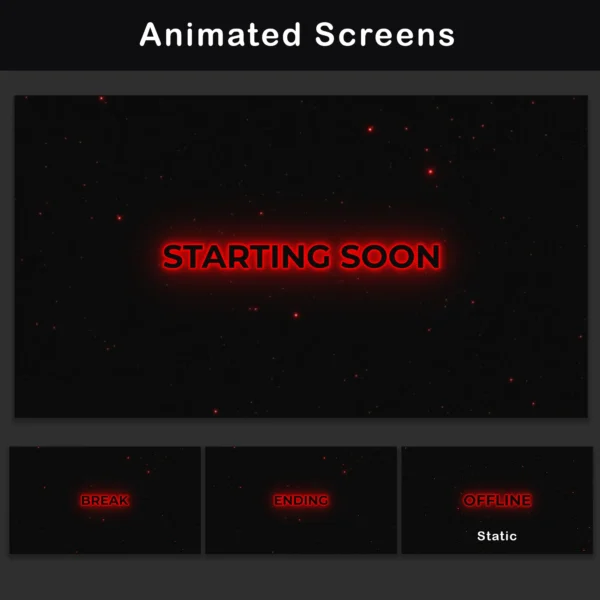 Stream Overlay Pack - Animated Minimalist Red Neon