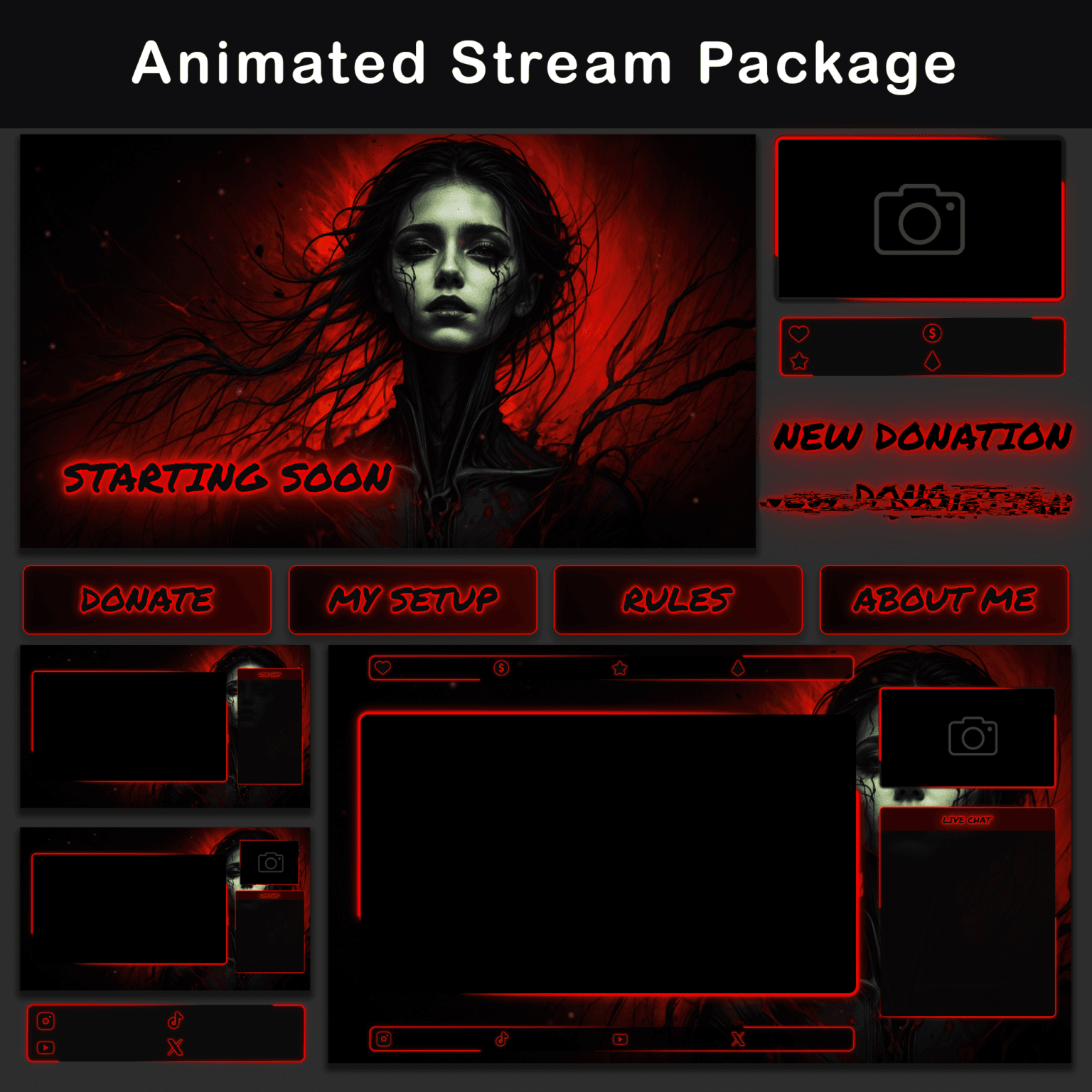 Animated Minimalist Glitch Stream Overlay Pack 1 Animated Minimalist Glitch Stream Overlay Pack