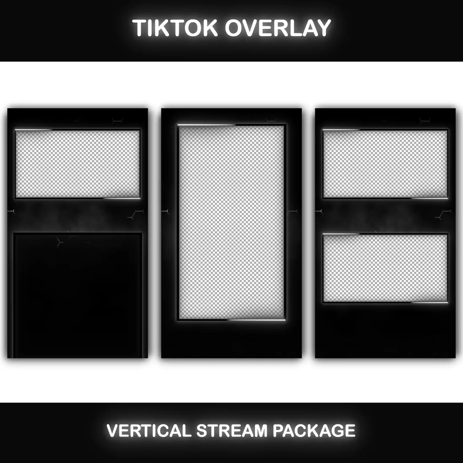 Black and White TikTok Overlay – Dark Vertical Streaming Pack 3 Black and White TikTok Overlay – Dark Vertical Streaming Pack - Image 3
