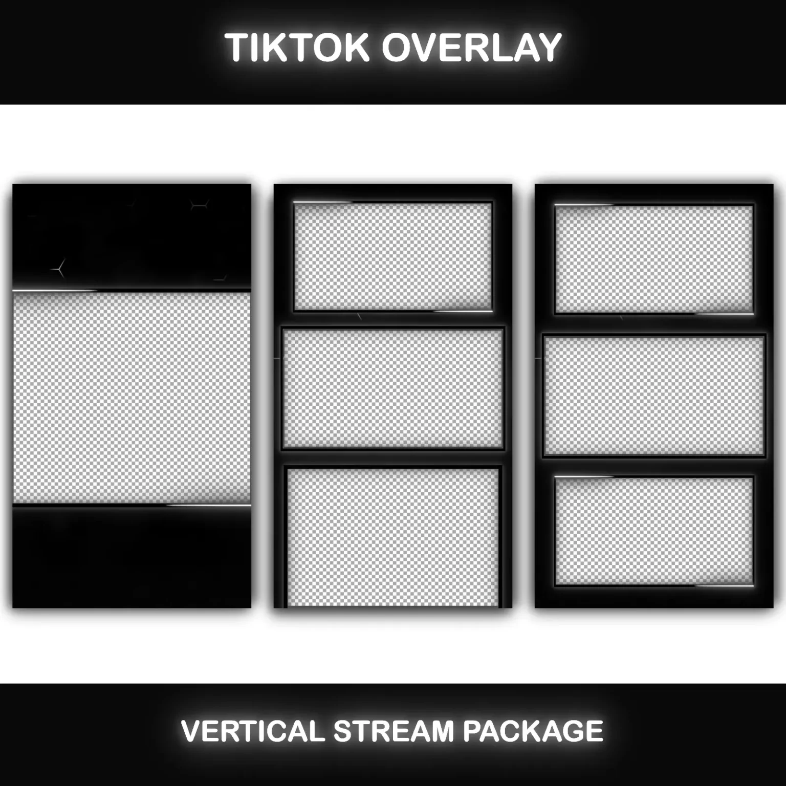 Black and White TikTok Overlay – Dark Vertical Streaming Pack 6 Black and White TikTok Overlay – Dark Vertical Streaming Pack - Image 6