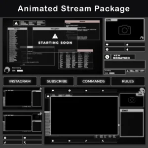 Twitch Overlay Pack - Animated 80s Retro Terminal CRT 21 Retro 80s Style Animated Stream Overlay Package – CRT Twitch Pack for OBS & Streamlabs