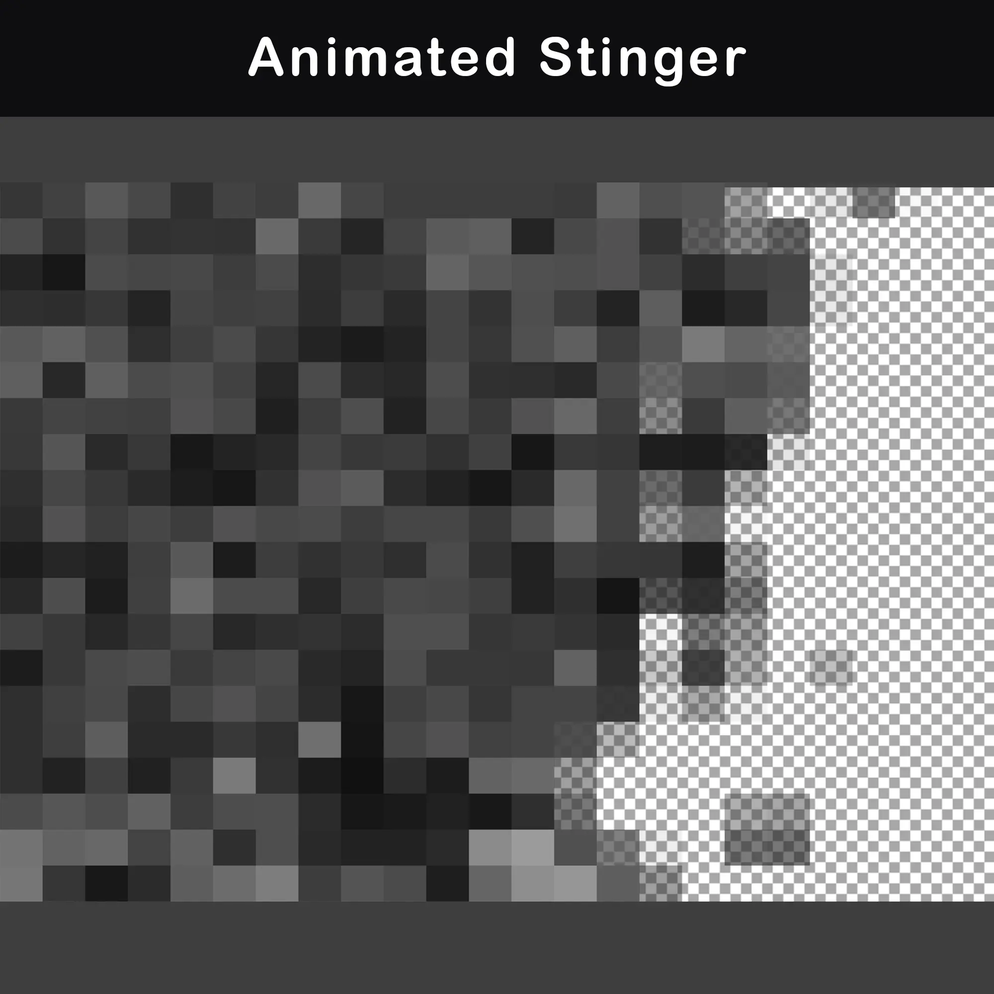 Dark Retro Twitch Overlay Package | Animated Minimalist Stream Pack 9 Animated stinger transition with glitch style effects, perfect for seamless scene changes during a live stream.