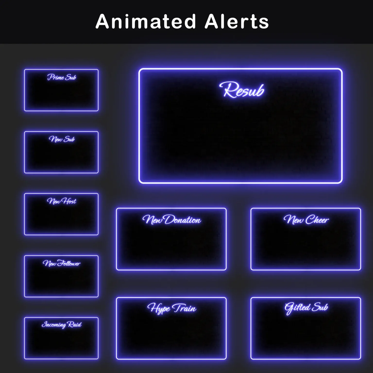 Twitch Stream Alerts – Animated New Follower, Donation & Hype Train Overlays