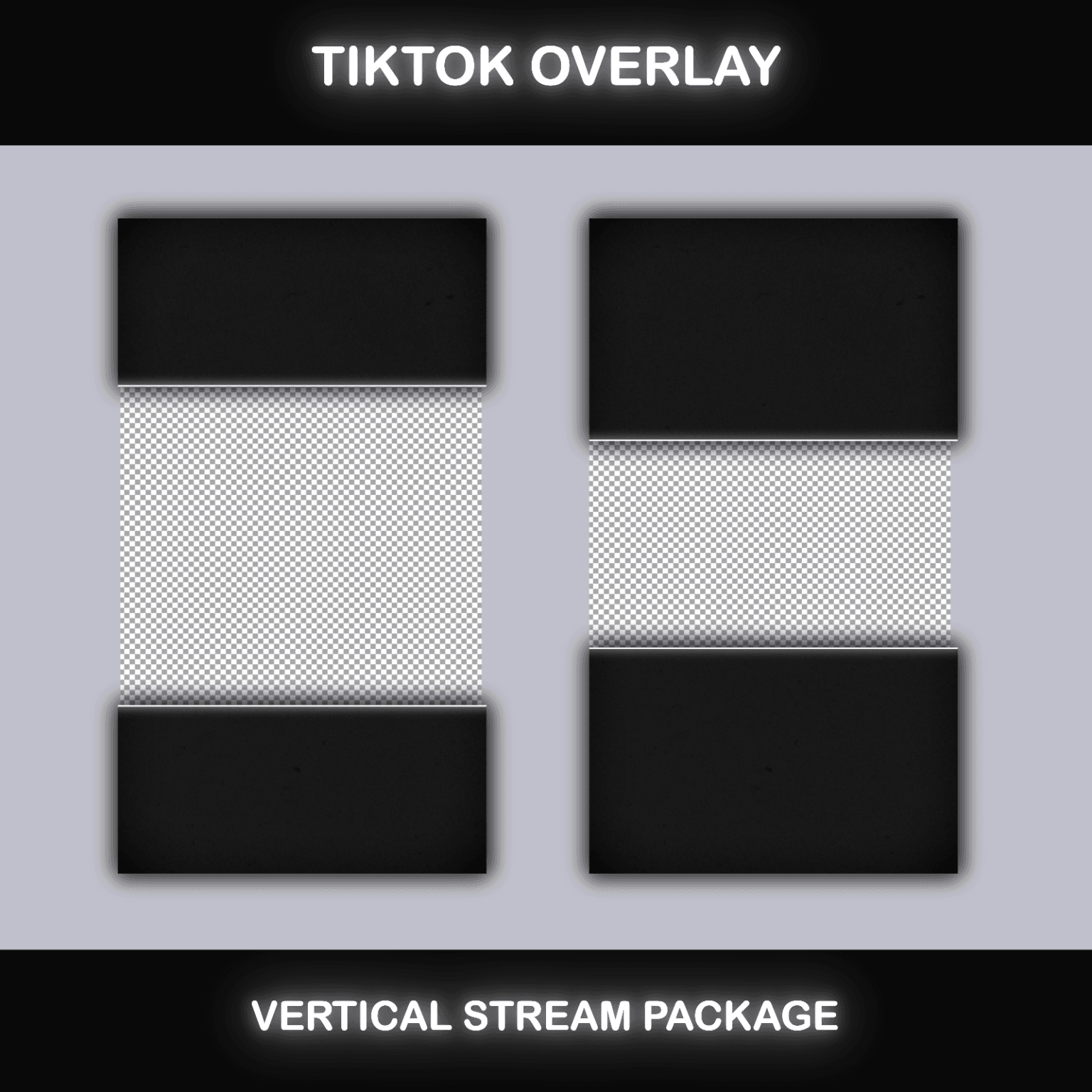 TikTok Live Overlay – Minimalist Grunge Black and White Pack 7 TikTok overlay template with a raw, minimalist black and white aesthetic, designed for engaging vertical streaming setups.