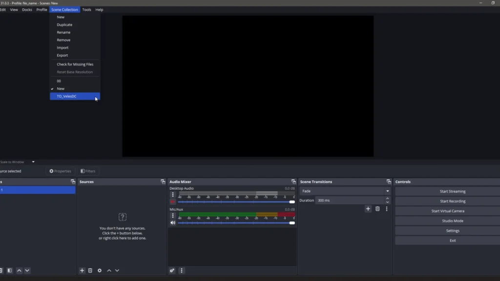 OBS Studio-Activate the Scene Collection OBS Studio-Activate the Scene Collection