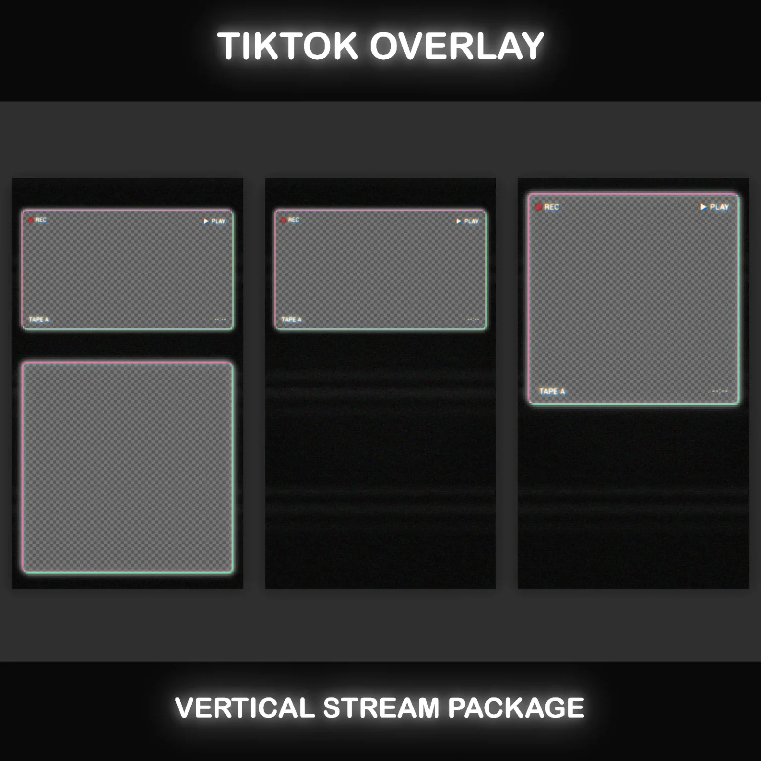 TikTok Live Overlay Package, Vertical Pixelated Retro TV VHS Style with Glitch Text Screens, Animated Stream Layout for Mobile Streaming