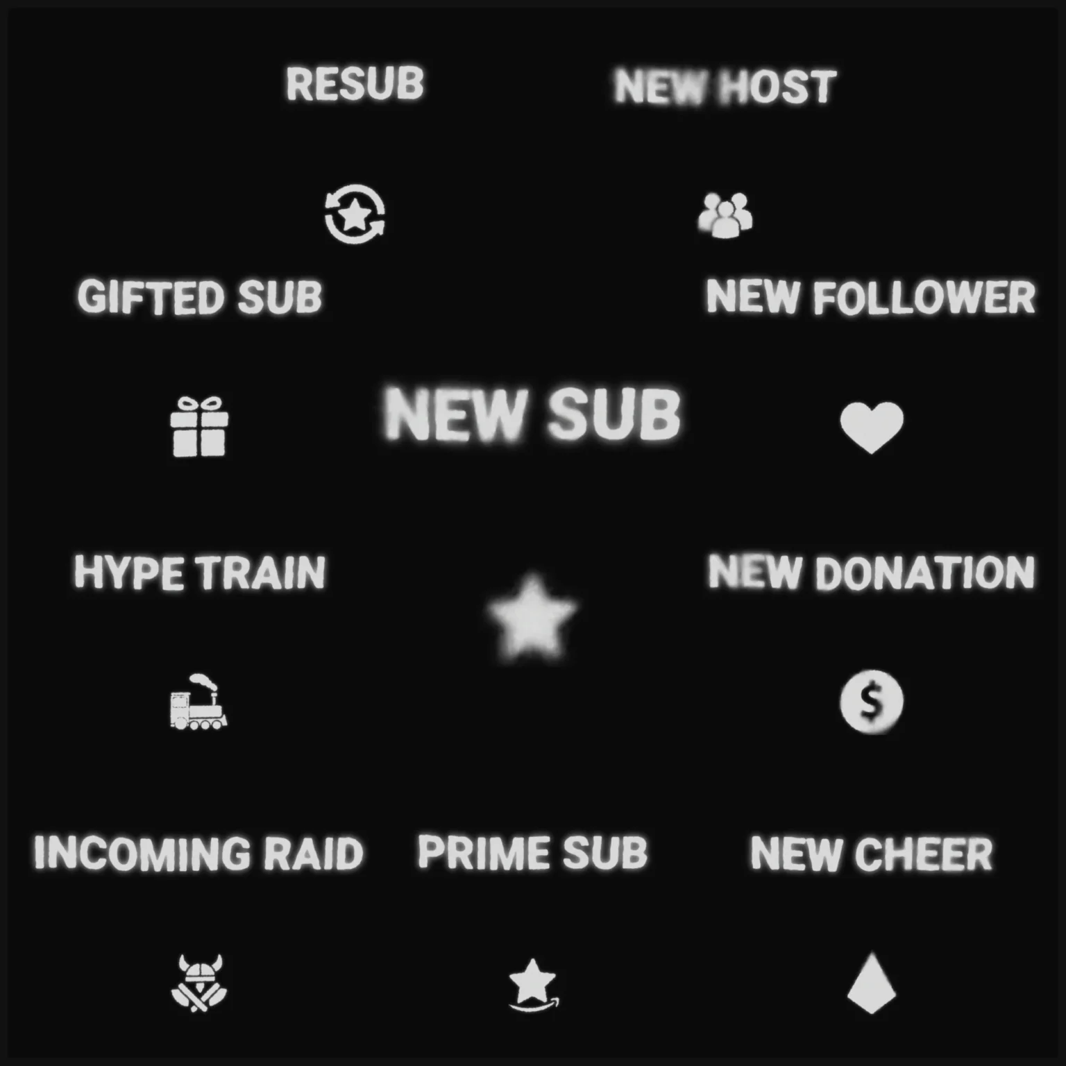 Twitch Overlay Pack - Animated Grunge Film Analog Cinema 4 Twitch Overlay Package, Animated Stream Overlay Pack, Grunge White Black Stream Layout, Light Minimalist Stream OBS Overlay Pack, Alerts, Webcam, Panels, Chatbox