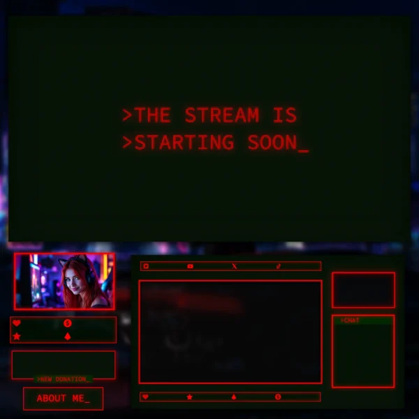Twitch Overlay Pack - Animated 80s Retro Terminal CRT