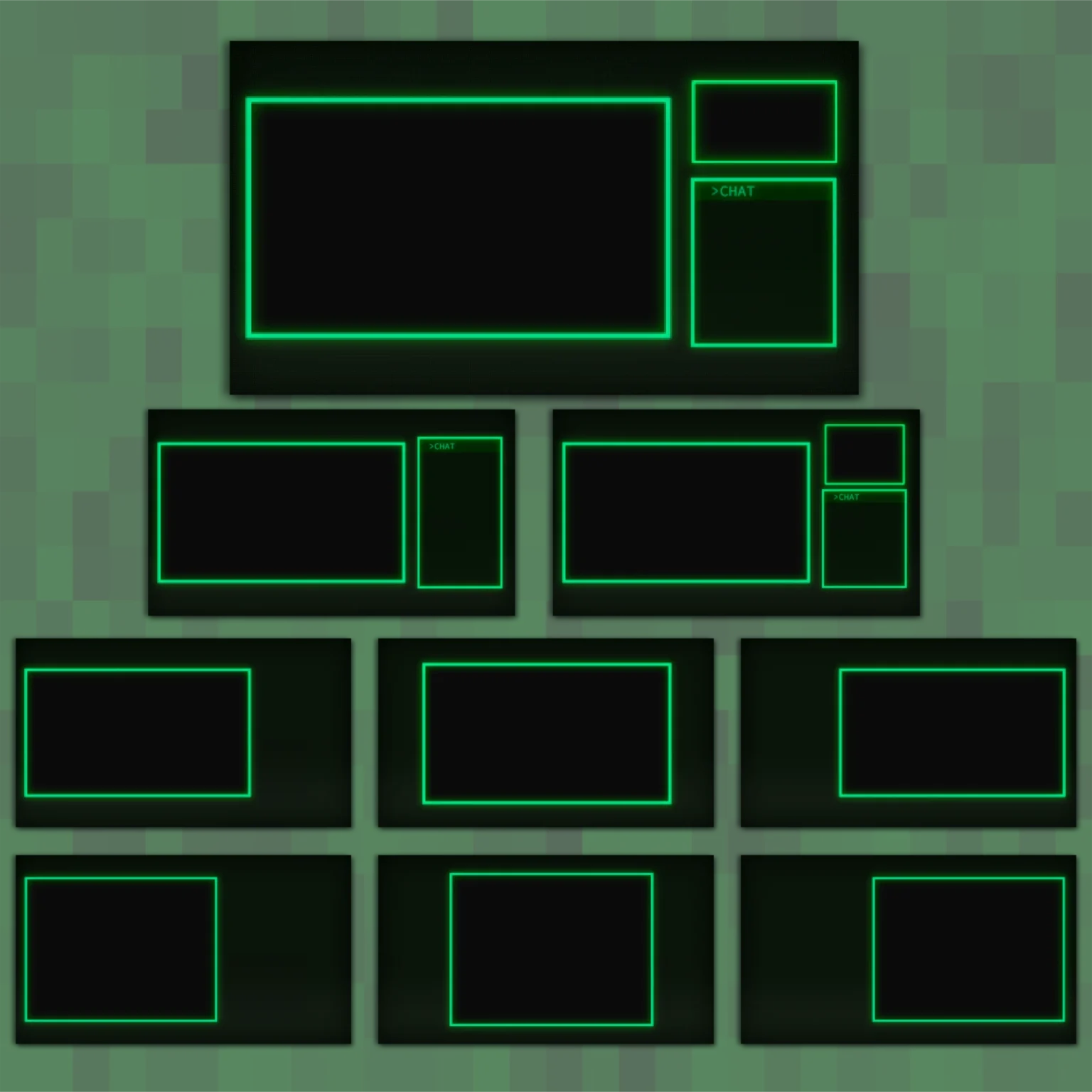Retro CRT Twitch Overlay Package 9 Retro Twitch Overlay Package – Animated Green CRT Stream Overlays for OBS & Streamlabs, Pixel PC Layout Pack