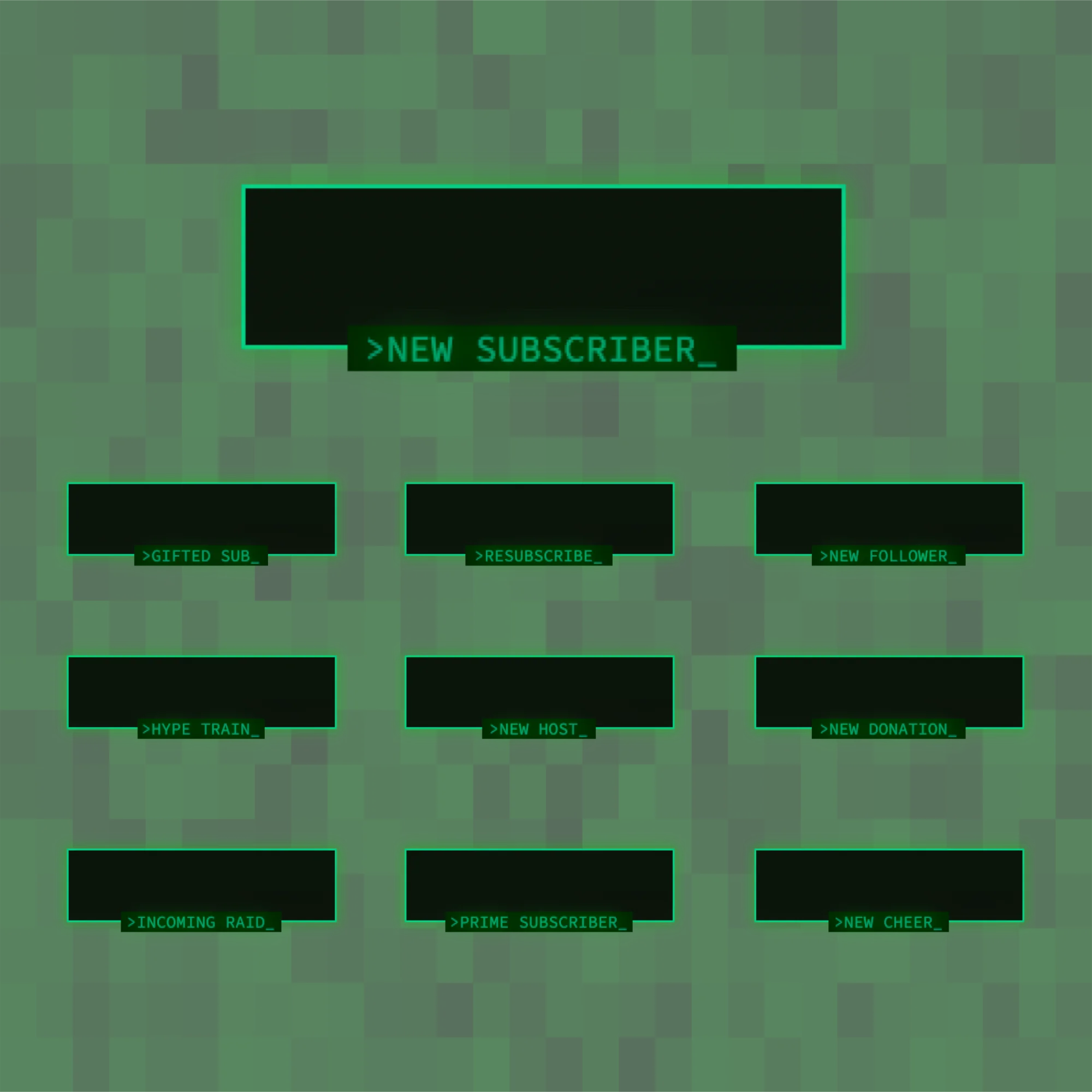 Retro CRT Twitch Overlay Package 8 Retro Twitch Overlay Package – Animated Green CRT Stream Overlays for OBS & Streamlabs, Pixel PC Layout Pack