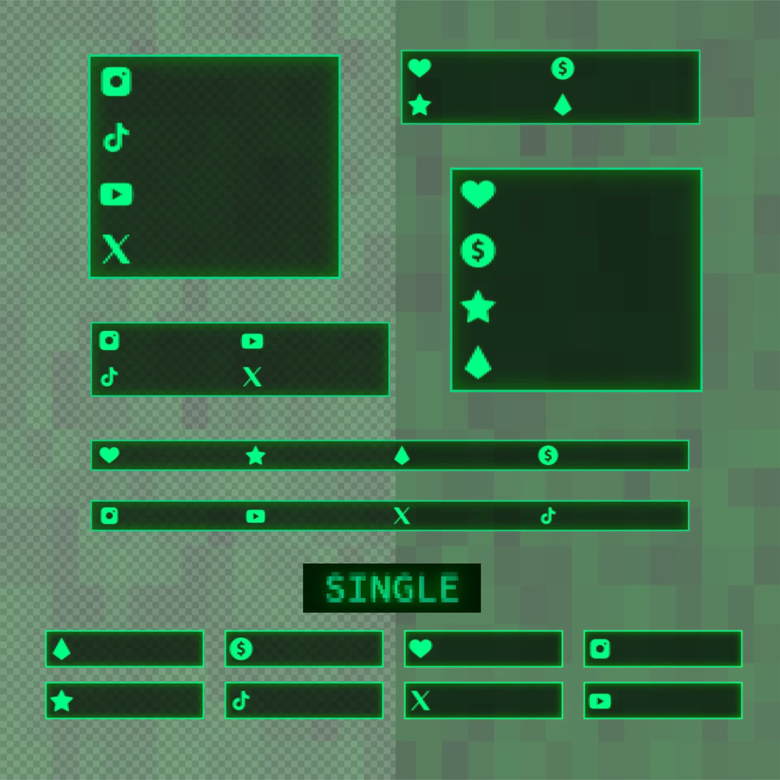 Retro CRT Twitch Overlay Package 5 Retro Twitch Overlay Package – Animated Green CRT Stream Overlays for OBS & Streamlabs, Pixel PC Layout Pack