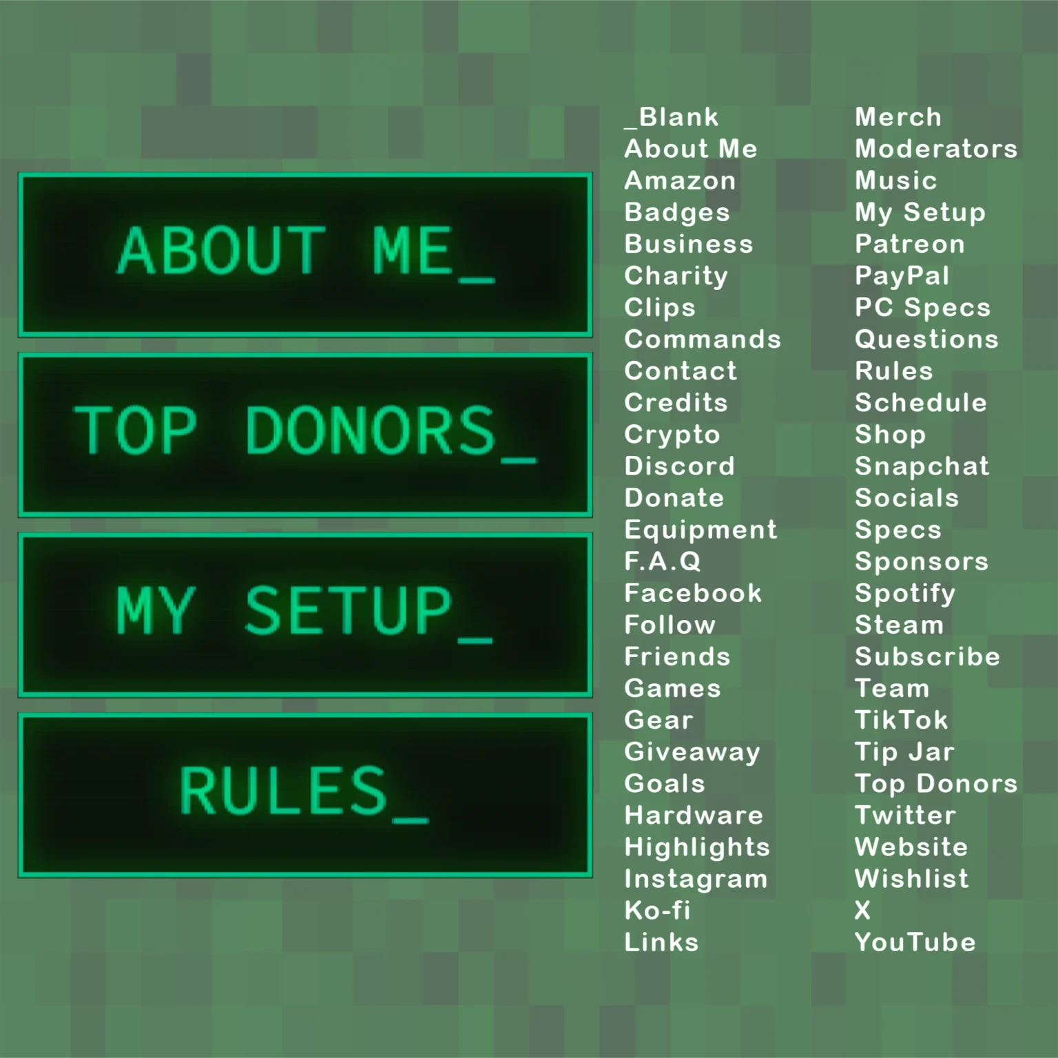 Retro CRT Twitch Overlay Package 4 Retro Twitch Overlay Package – Animated Green CRT Stream Overlays for OBS & Streamlabs, Pixel PC Layout Pack