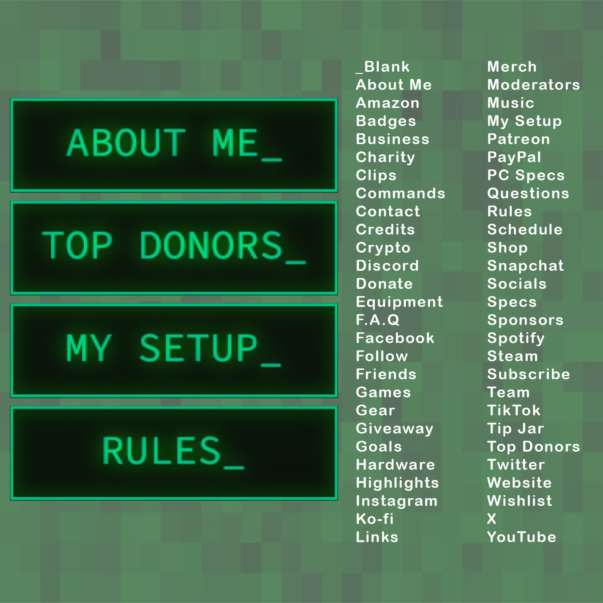 Retro CRT Twitch Overlay Package 4 Retro Twitch Overlay Package – Animated Green CRT Stream Overlays for OBS & Streamlabs, Pixel PC Layout Pack