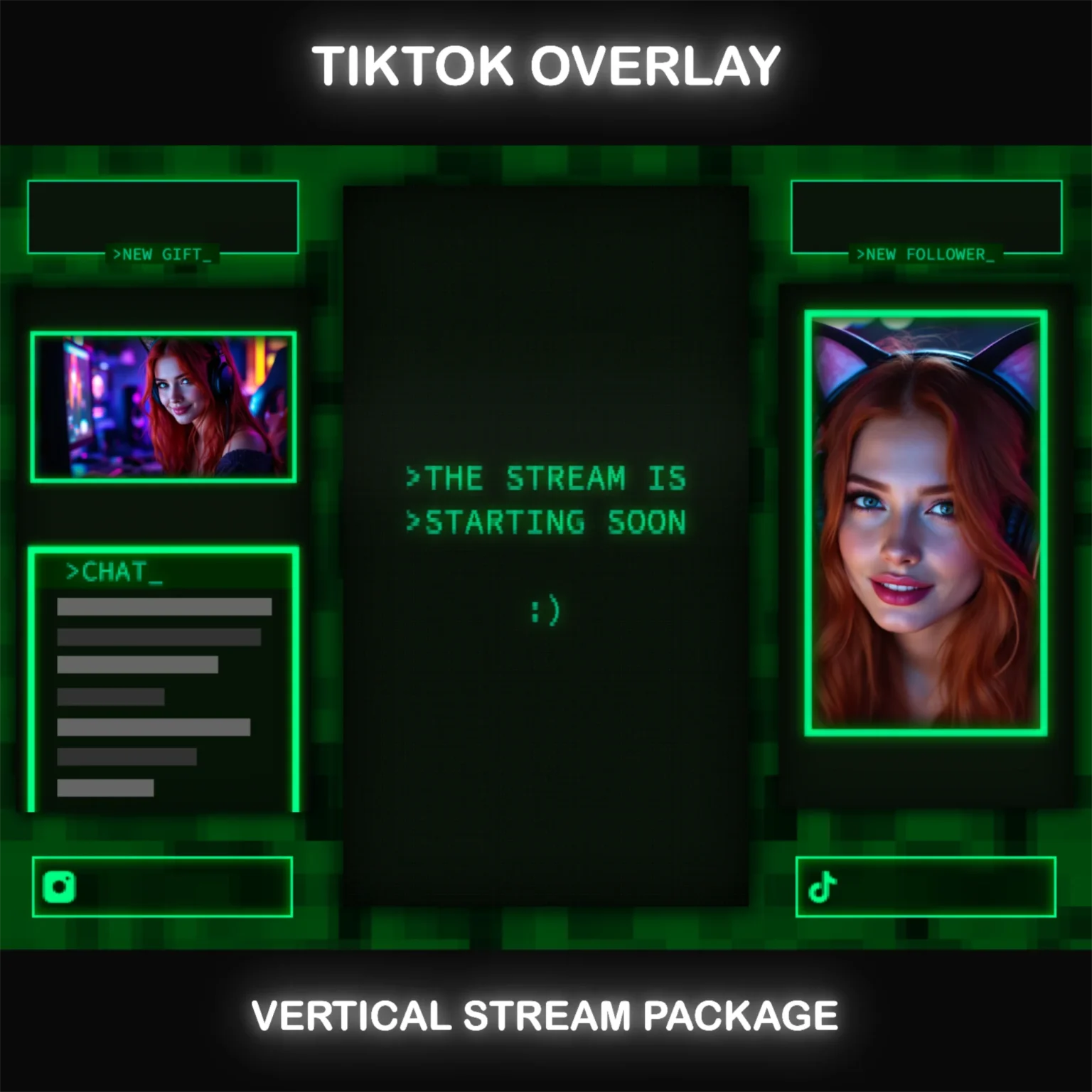TikTok Live Overlay Pack – Animated Retro CRT Vertical Stream Layout 1 TikTok Live Overlay Pack – Animated Retro CRT Vertical Stream Layout