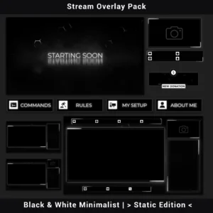Stream Overlay Pack - Black & White Minimalist | Static Edition