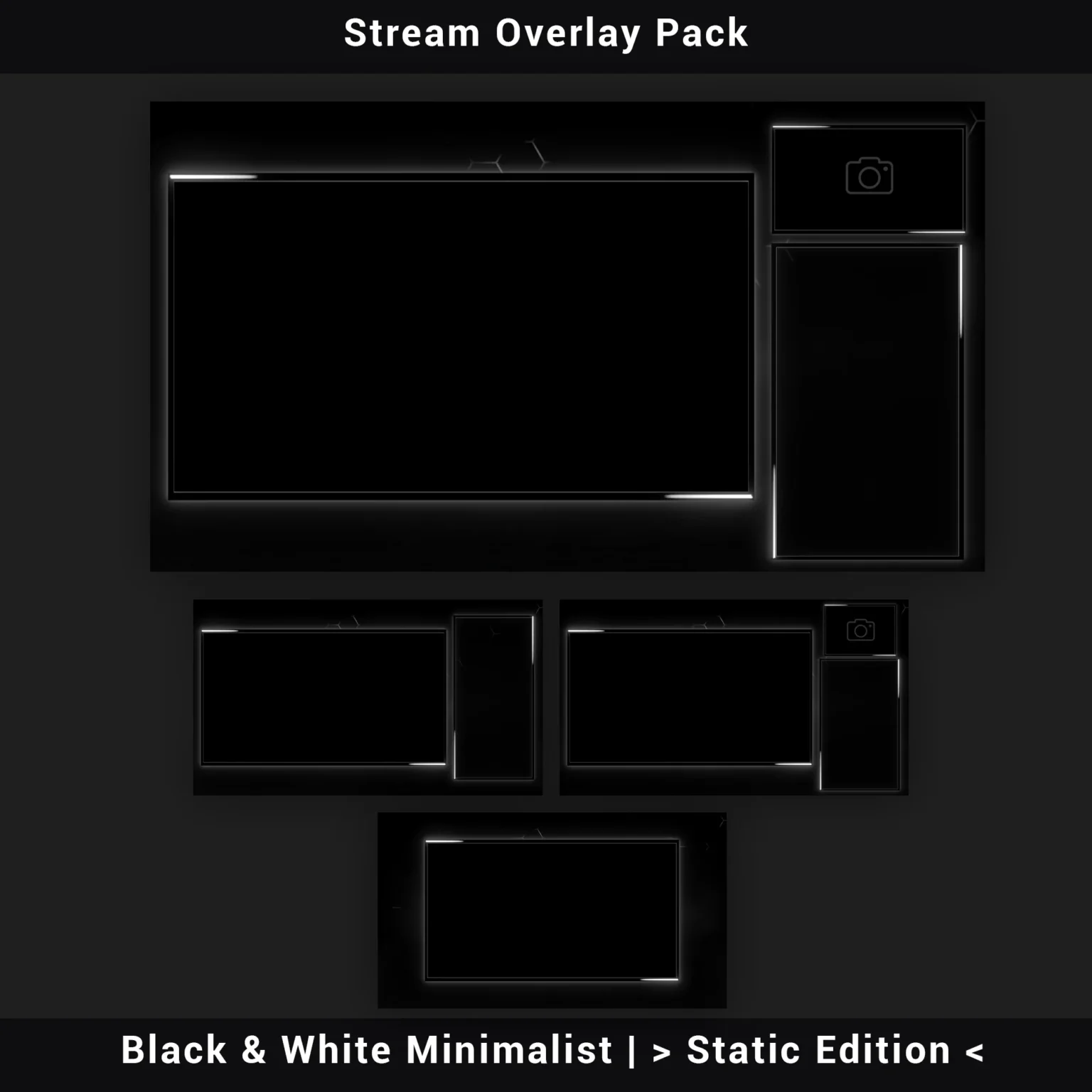Stream Overlay Pack - Black & White Minimalist Twitch Overlay Package