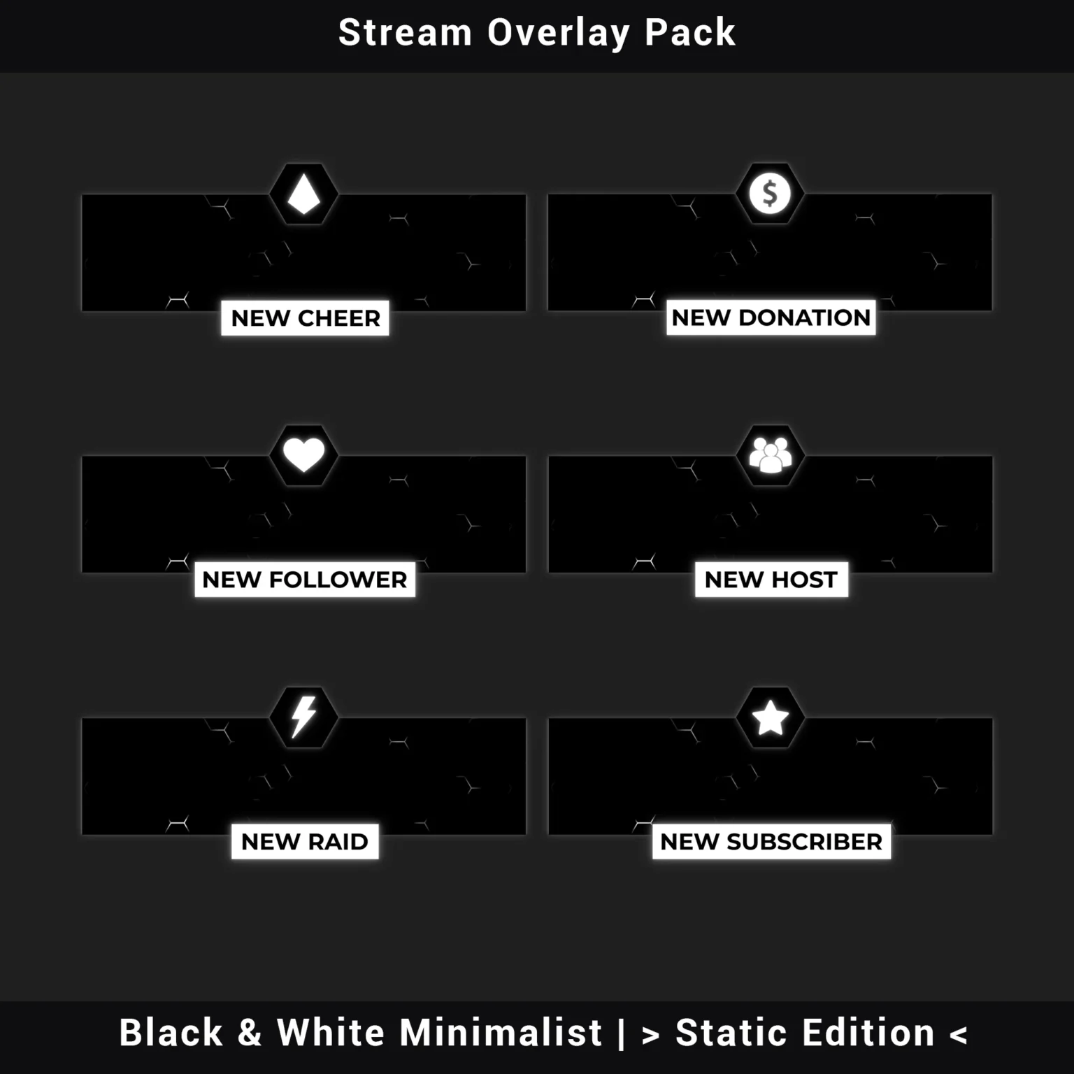 Stream Overlay Pack - Black & White Minimalist | Static Edition - Image 4