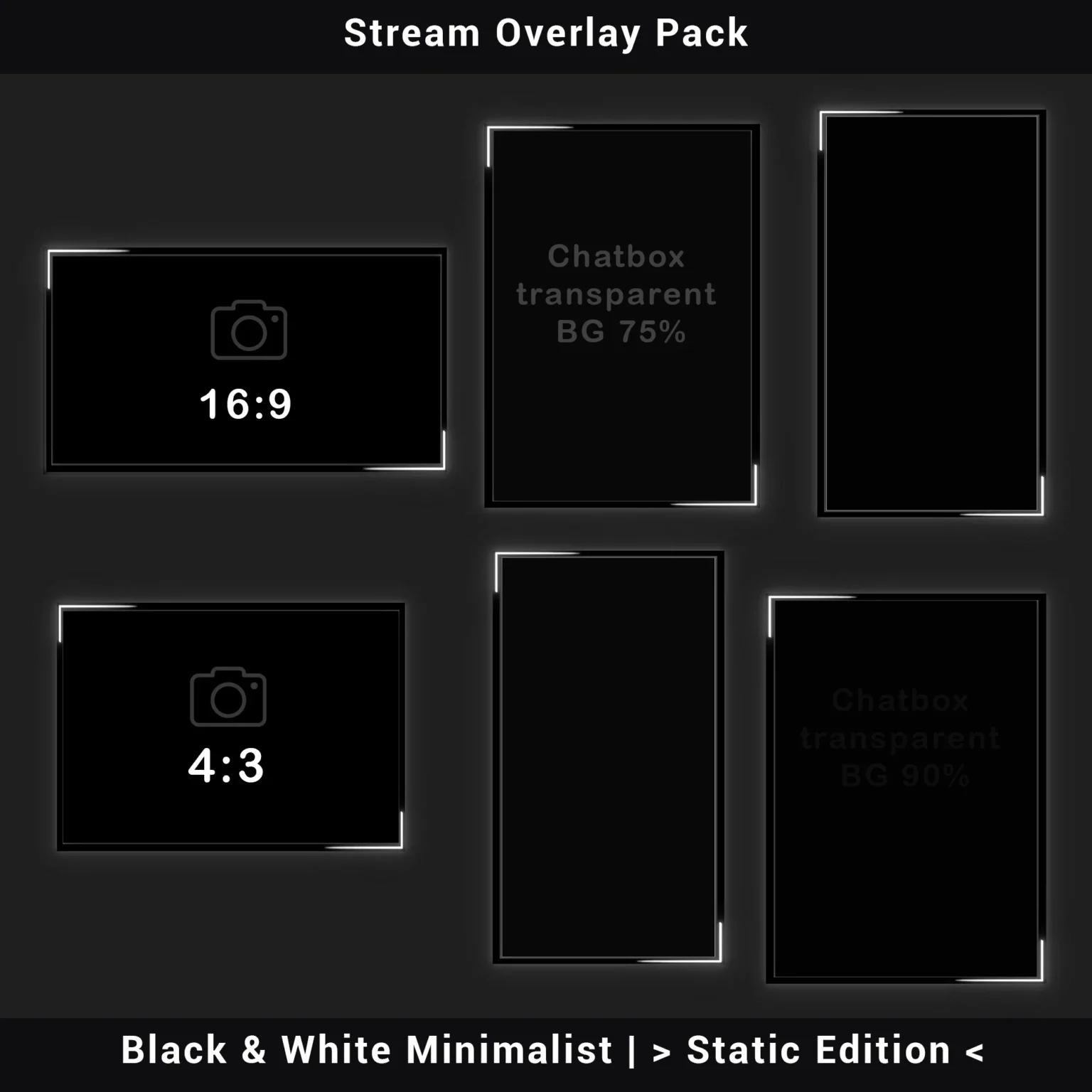 Stream Overlay Pack - Black & White Minimalist | Static Edition - Image 5