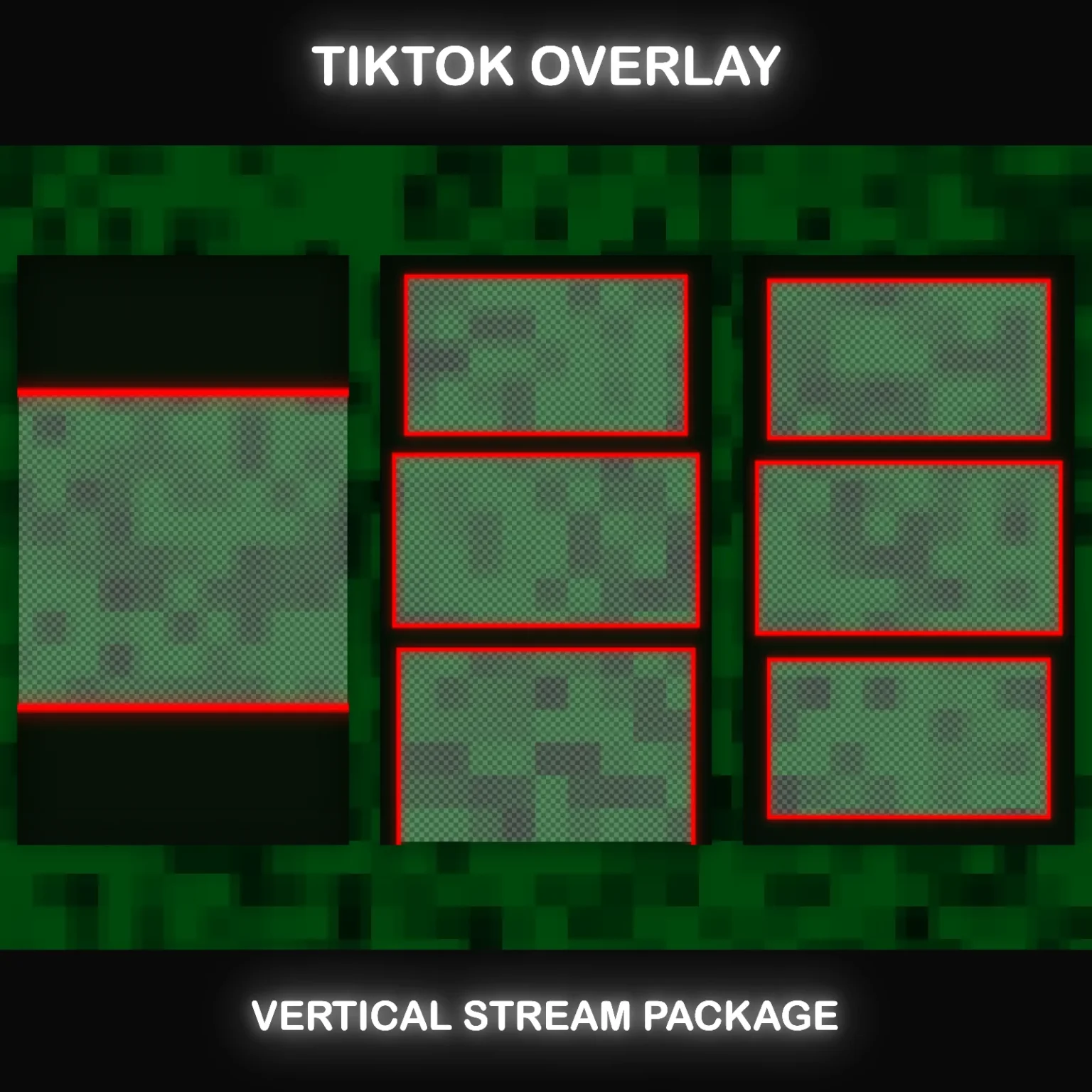 TikTok Live Overlay Pack, Animated Retro CRT Vertical Stream Layout, Neon Red Terminal Style Streaming Package - Image 6