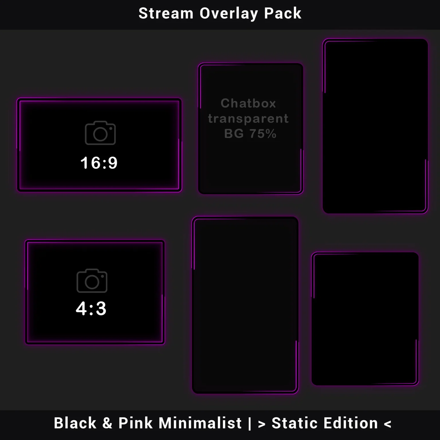 Stream Overlay Pack – Black & Pink Minimalist | Static Edition - Image 5