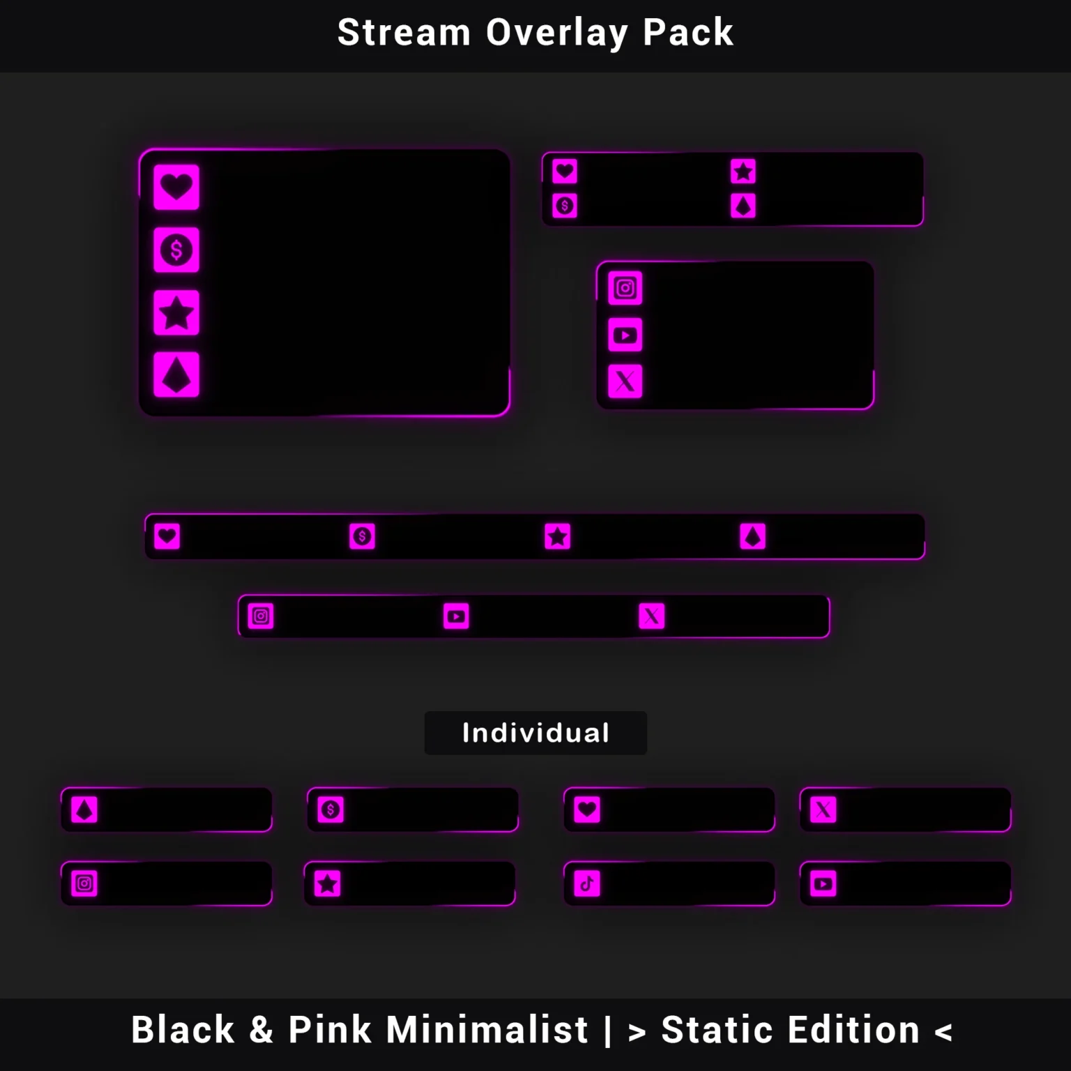 Stream Overlay Pack – Black & Pink Minimalist | Static Edition - Image 6