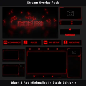 Stream Overlay Pack - Black & Red Minimalist | Static Edition