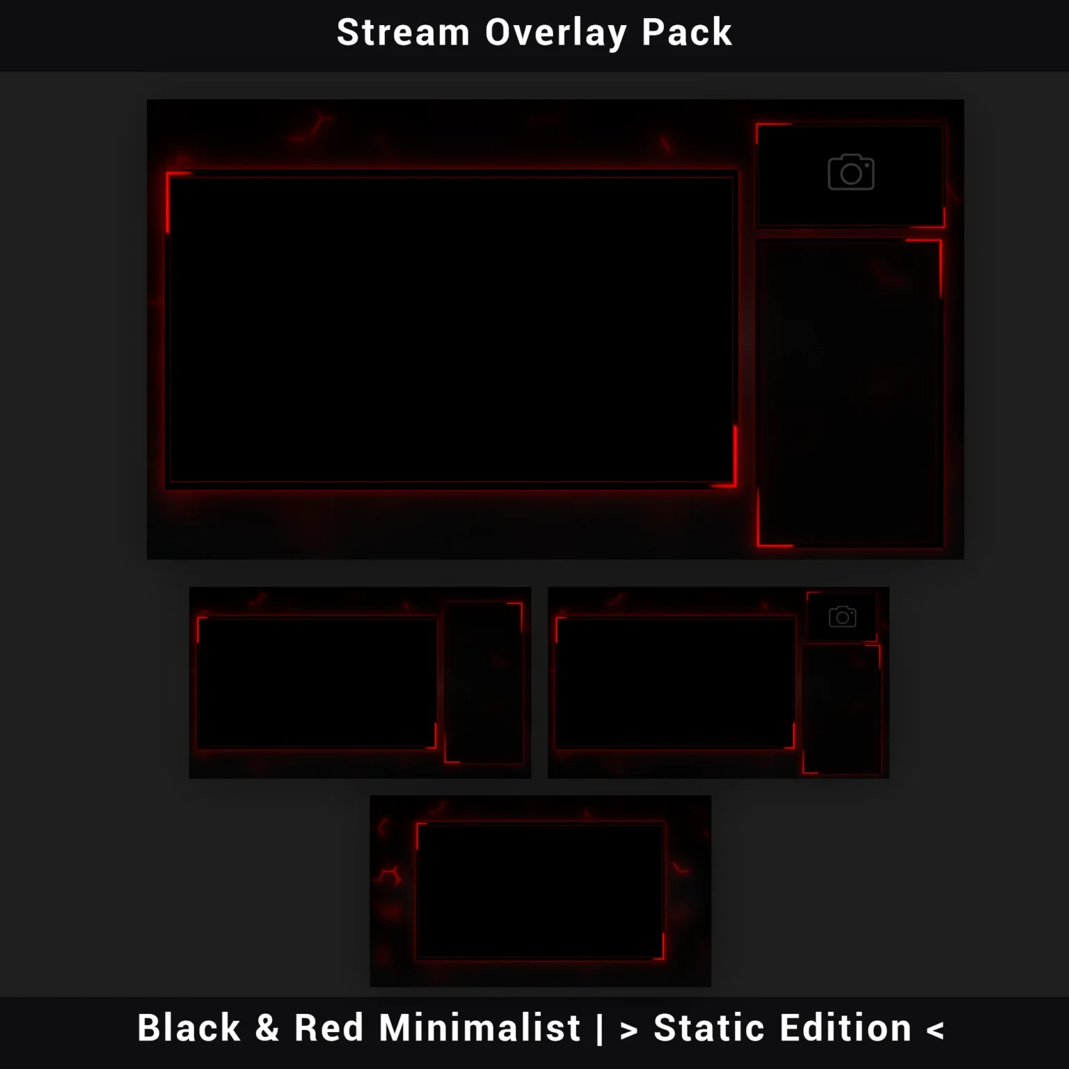 Stream Overlay Pack - Black & Red Minimalist | Static Edition 2 Stream Overlay Pack - Black & Red Minimalist | Static Edition - Image 2