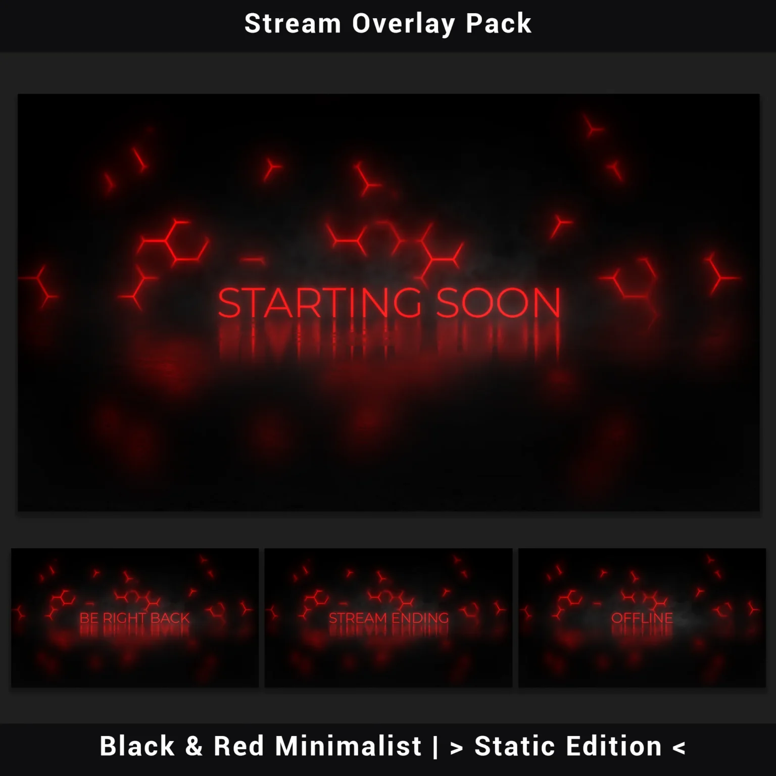Stream Overlay Pack - Black & Red Minimalist | Static Edition 3 Stream Overlay Pack - Black & Red Minimalist - PNG Static Edition