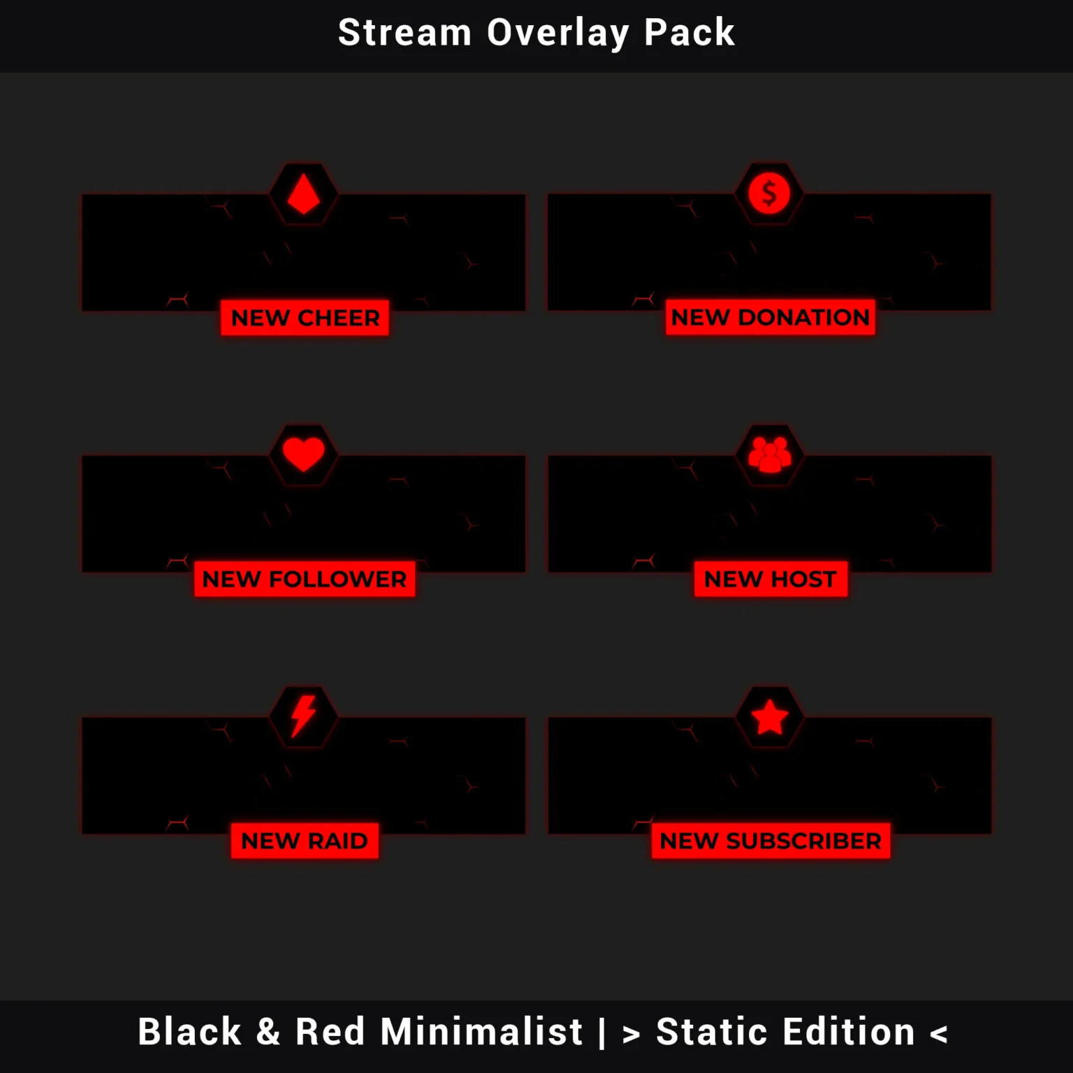 Stream Overlay Pack - Black & Red Minimalist | Static Edition 4 Stream Overlay Pack - Black & Red Minimalist | Static Edition - Image 4