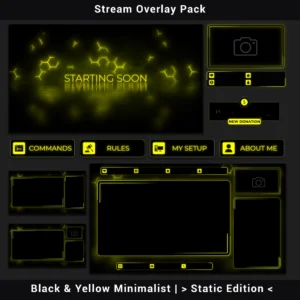 Stream Overlay Pack – Black & Yellow Minimalist | Static Edition