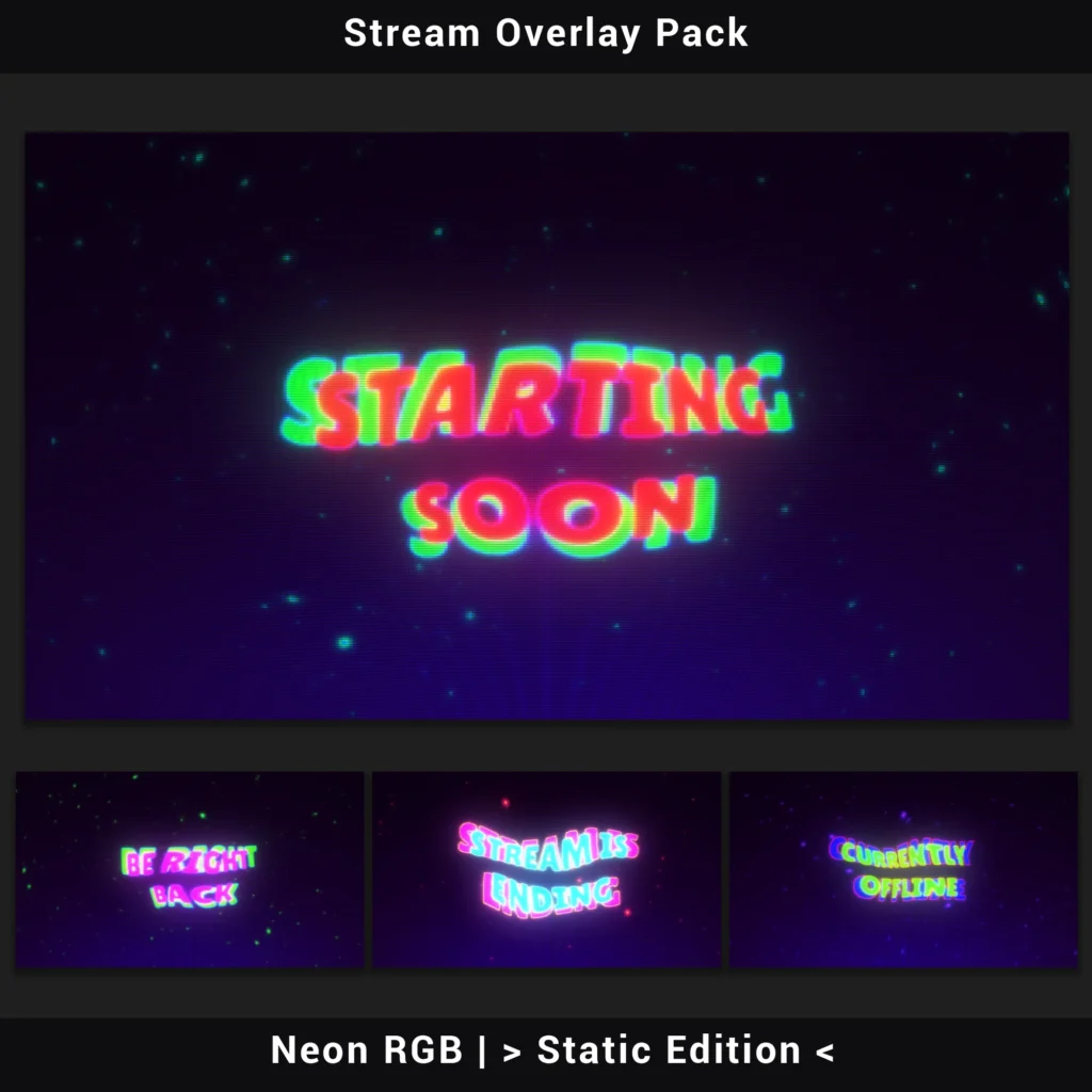 Twitch Overlay Package Neon RGB OBS Overlays Retro CRT Colorful Stream Pack 03 VelesDC - Stream Overlays