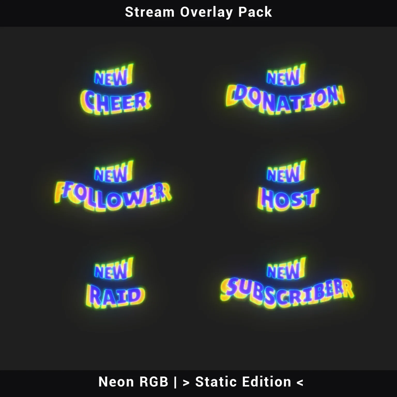 Stream Overlay Pack - Retro CRT Neon RGB (Static Edition) 4 Stream Overlay Pack – Neon RGB Retro, PNG Static Edition