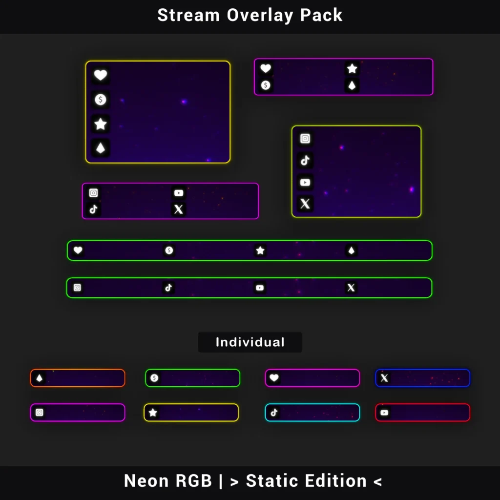Twitch Overlay Package Neon RGB OBS Overlays Retro CRT Colorful Stream Pack 06 VelesDC - Stream Overlays