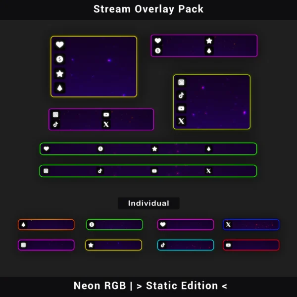 Stream Overlay Pack - Retro CRT Neon RGB (Static Edition)
