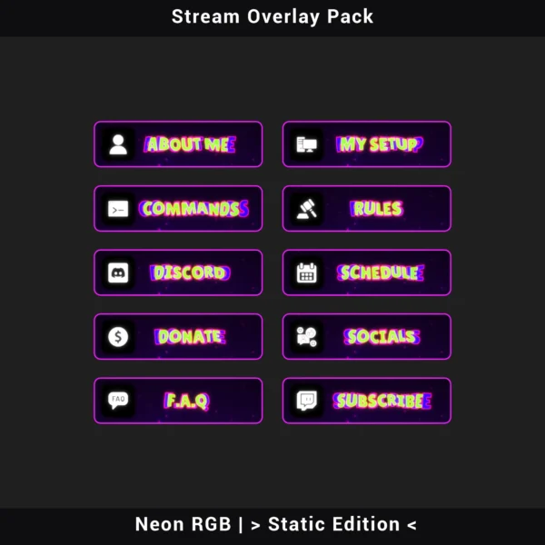 Stream Overlay Pack - Retro CRT Neon RGB (Static Edition)