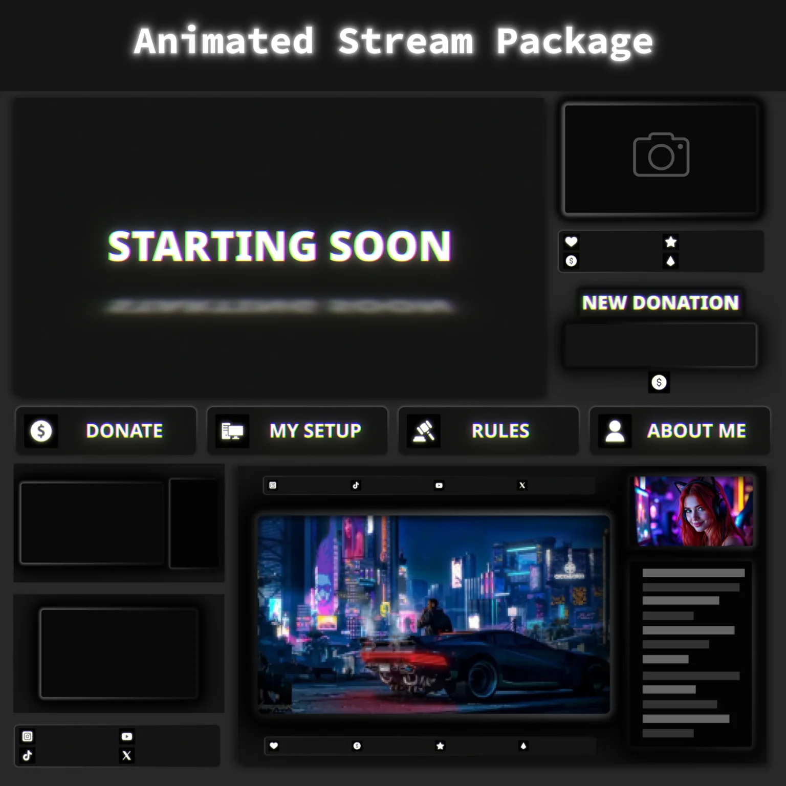 Twitch Overlay Pack - Animated Dark Grunge Minimalist 1 Twitch Overlay Pack - Animated Dark Grunge Minimalist