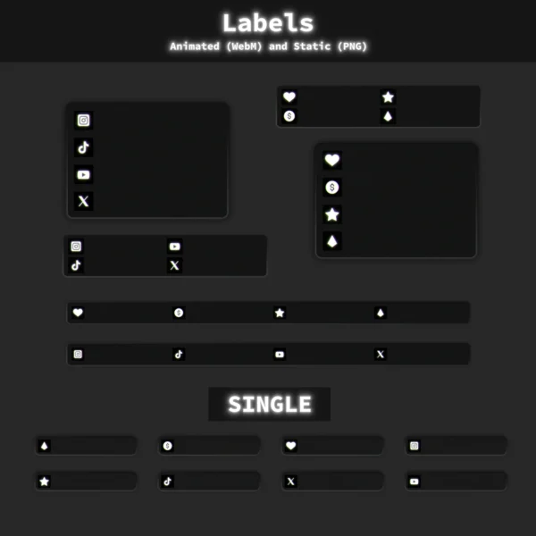Twitch Overlay Pack - Animated Dark Grunge Minimalist